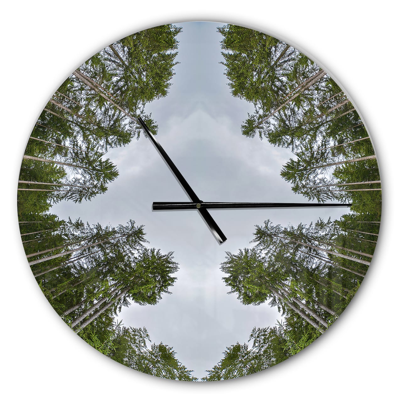 Designart Circle Composition of Coniferous Trees Modern Wall Clock